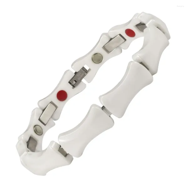 Link pulseiras cerâmica puro titânio osso íon negativo saúde pulseira energia magnética anti-oxidação anti-radiação