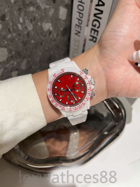 Luxo rlx designer relógios estilo cerâmico relógio espelho safira cristal vidro bela cor womenwatch explosão com caixa 40mm fino grande