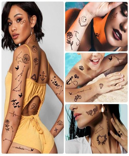 Metershine 60 листов крошечные водонепроницаемые временные татуировки-наклейки с уникальным изображением или тотемом для детей, девочек, мужчин, женщин, экспресс-боди-арт4966782