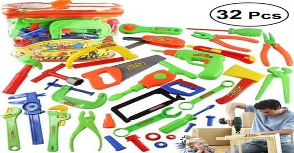 Ferramenta de reparo de brinquedo conjunto de jogo martelo chave de fenda parafuso criança crianças aprendendo furadeira sem fio wrenc fingir simulação jardim presentes lj20102564893