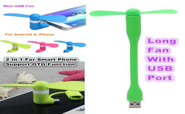 Mini USB Fan Pocket Gadget USB Portatile estivo Micro USB Ventola di raffreddamento 6 colori per Iphone Android Telefoni OTG Power Bank Laptop8174914