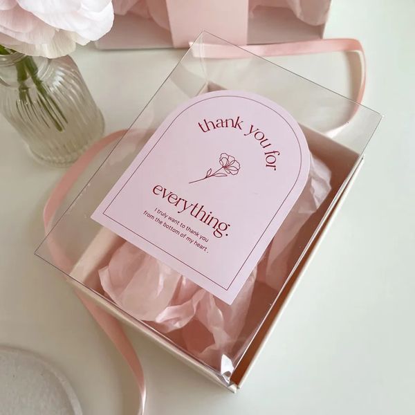 60 pezzi/10 fogli rosa grazie per tutto adesivi etichette decorative adesive floreali per pacchetti aziendali confezioni regalo da forno 240229