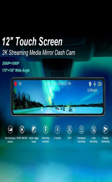 İnç Araba DVR 2K Stream Media Dash Cam İletişim SN Kamera Çift Lens Dikiz Bakış Ayna Sürüş Kaydedici DVRS3991564