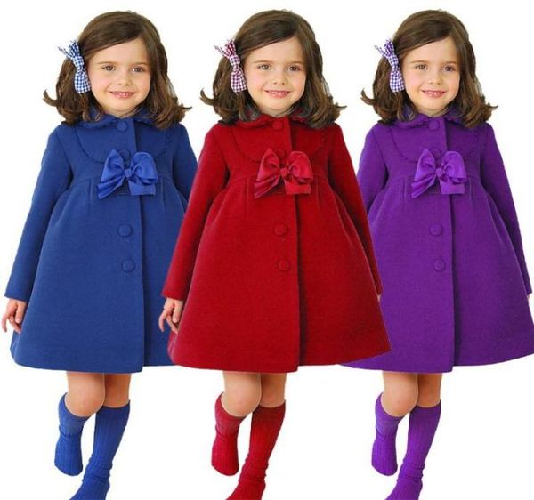 Crianças roupas de grife meninas grandes arco casacos inverno criança menina arco vermelho bonito jaqueta de lã casaco aniversário quente meninas charistmas bebê 4727424