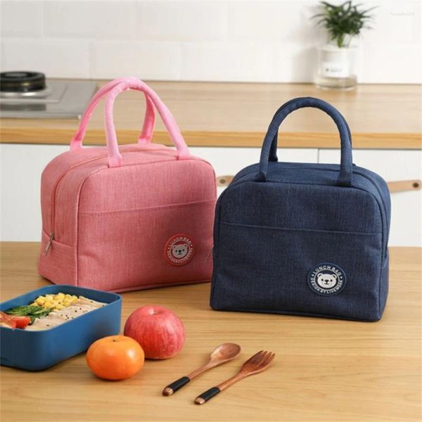 Borse da stoccaggio Borsa da pranzo portatile Box Box Thermal Isolato Tela TOTE TOTE Kids School Bento Dinner Contenitore Foto Foto