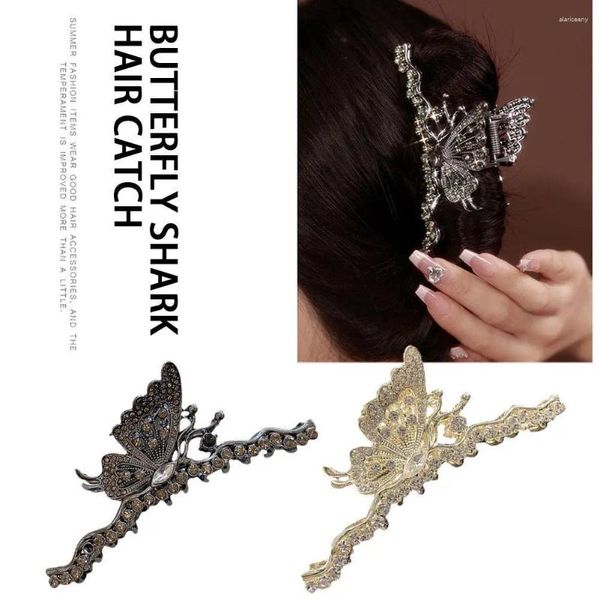 Haarschmuck Retro Strass Schmetterling Griff Clip Weibliche Mode Geometrische Pferdeschwanz Haifischklaue Weihnachtsgeschenke