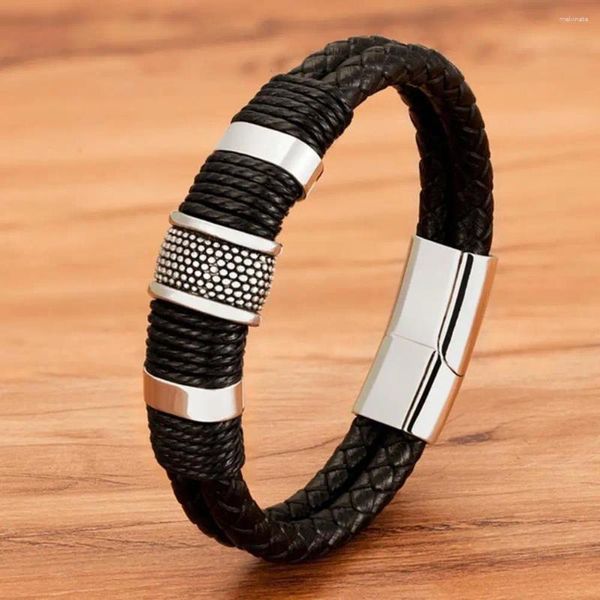 Braccialetti a maglie Decorazione Bracciale per coppia con fibbia magnetica classica in acciaio al titanio per appuntamenti