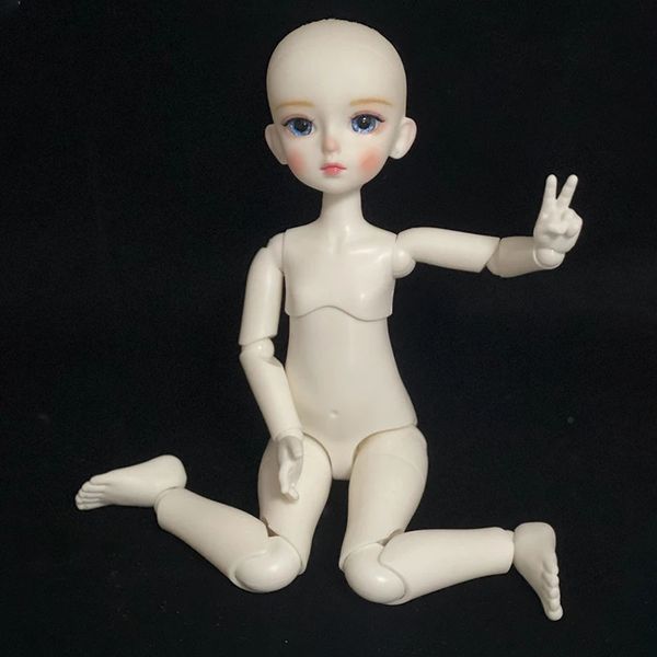 16 Bjd Puppe mit Make-up 30 cm mechanischer Gelenkkörper geöffneter Kopf DIY Kinder Mädchen Spielzeug Geschenk weiße Haut 240304