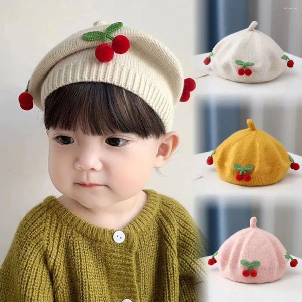 Hüte Mode Frühling und Herbst Mädchen Kinder Britische Maler Hut Baby Wolle Kawaii Kirsche Frauen Baskenmütze Kappen