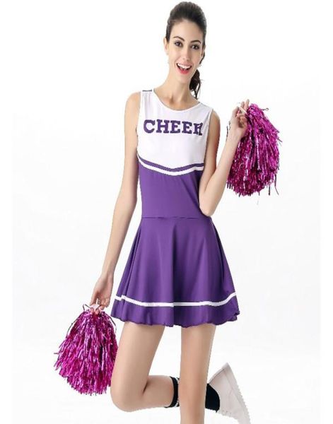 Costume da cheerleader per adulti Cheer Girls Uniforme Abiti sportivi sexy Vestito da cheerleader Costume da ragazza della scuola5257064