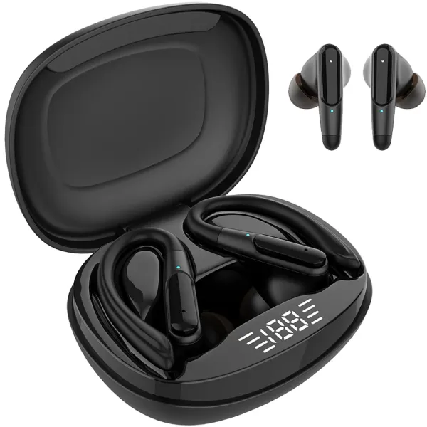 Auricolari Bluetooth sportivi TWS con gancio per l'orecchio Custodia di ricarica LED Cuffie wireless USB-C Cuffie da gioco stereo con microfono integrato