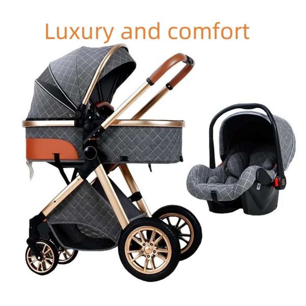 Passeggini# Passeggino 3 in Designer 1 Carrozzina Alta Paesaggio Carrozzina Reclinabile Pieghevole Leggera con Seggiolino Auto Cradel Vendere a ruba Brand fashion elastico