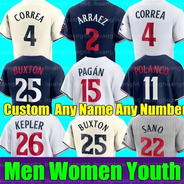 Custom Royce Lewis Jersey Byron Buxton Luis Arraez Jose Miranda Carlos Correa Max Kepler Gary Sanchez Gio Urshela Nick Gordon Jorge Polanco Miguel Sano Baseball