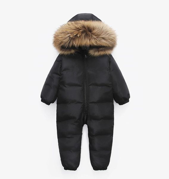 Russische Winter Infant Warme Weiße Ente Unten Strampler Kinder Outdoor Ski Sets neugeborenes Baby mädchen kleidung Fell Kapuze Overalls 30 25088505