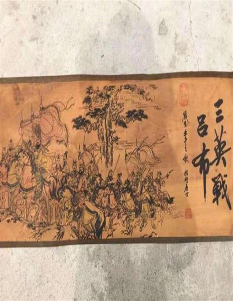 Toda Antiga Guerra Britânica Lu Bu Pintura Famosa Imagem Completa Pintura ndscape Long scroll Zhongtang Pintura Decoração Emoldurada23967299596