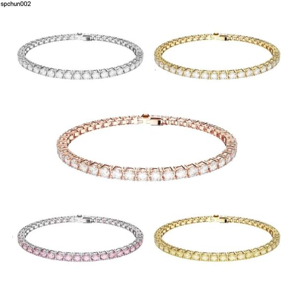 Swarovskis Pulseira Designer Jóias Qualidade Original Mulheres Única Linha Completa Diamante com Elementos Cristal Simples e Meticuloso Gm0l