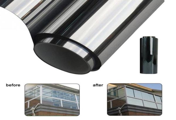 50cm x 600cm Filme de janela à prova d'água Espelho unidirecional adesivos de isolamento de prata Rejeição UV Privacidade Windom Tint Films Decoração de casa7226807