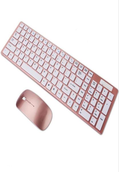 Combo tastiera e mouse wireless Tastiere sottili da 24 GHz 104 tasti con ricevitore per caramelle da ufficio Color4305844