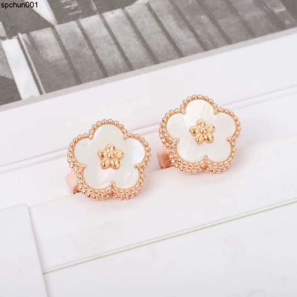 Orecchini primavera fortunati Fiore di pruno Perlees Couleurs Cosmos Orecchini Van Designer Fritillaria Earstuds Oro 18k Donna Elegante Farfalla Regali di San Valentino {category}