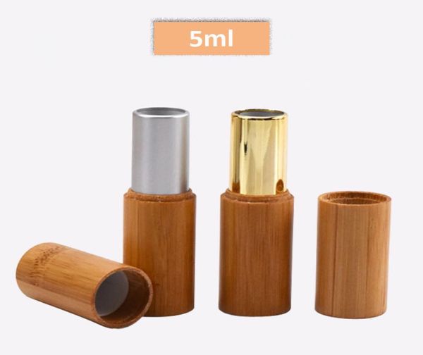 5 ml natürlicher leerer Bambus-Lippenbalsam-Behälter, Kosmetikverpackung, silberfarben, goldene Farbe, Lippenstift-Röhre, handgefertigt, DIY-Schönheitsbedarf. 5696648