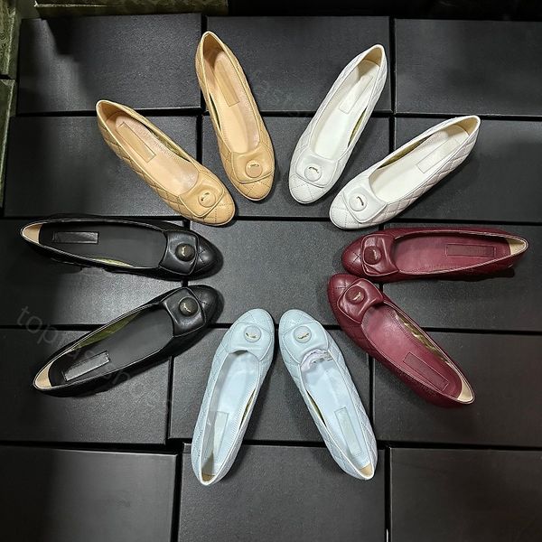 Paris Designer Preto Ballet Flats Mulheres Marcas Acolchoadas Couro Genuíno Deslizamento Na Bailarina Dedo Do Pé Redondo Senhoras Vestido Sapatos Canal Zapatos De Mujer