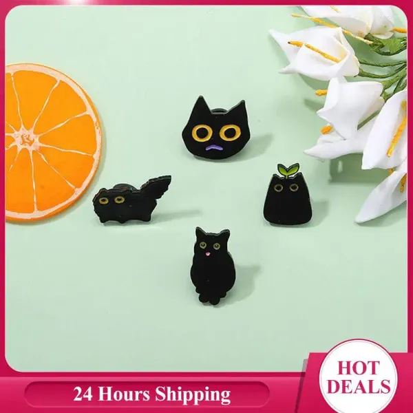 Broschen Cartoon Tier Nette Schwarze Katzen Emaille Pins Tasche Metall Abzeichen Mode Kreative Abzeichen Pin Schmuck kinder Geschenk