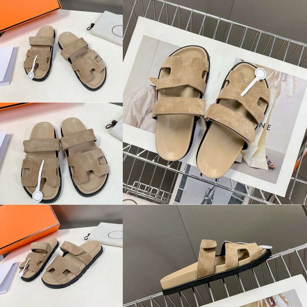 NEUE Designer-Sandalen, Hausschuhe, Sandalen für Damen, Kalbsleder, blaues Segeltuch, Fuchsia, Orange, schwarze Wildleder-Flats, Slides, Sommer-Strand-Damen-Sandalen-Schuhe mit Box