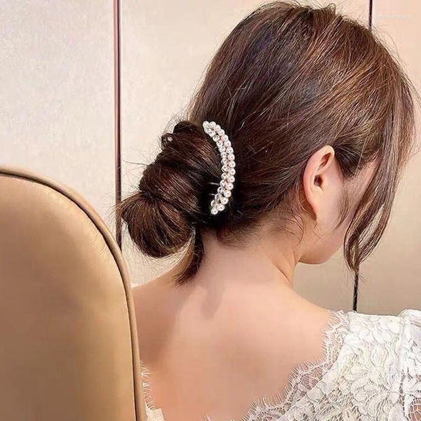 Grampos de cabelo 6 estilos brilhante pérola flor hairpin pente elegante feminino casamento banquete festa jantar jóias conveniente cabeça modelagem decoração