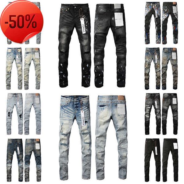 Lila Jeans Herren Frauen hochwertige Jeans Fashion Design Distressed Ripped Bikers Damen Denim Cargo für Männer schwarze Hosen pl pe