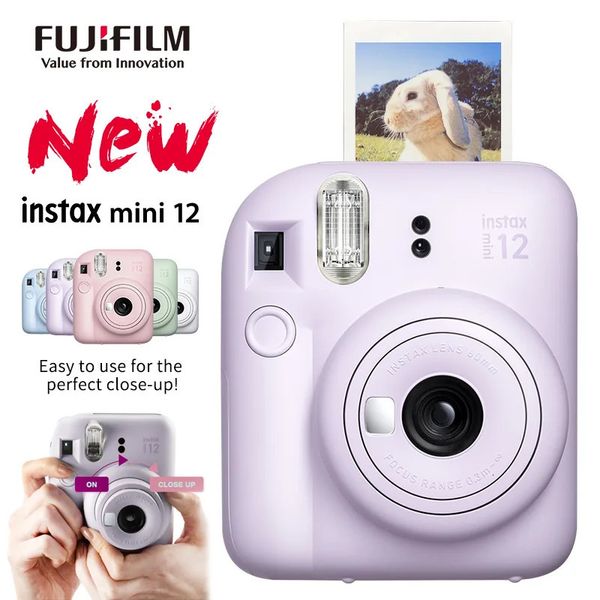 Origine Fujifilm Instax Mini 12 Fotocamera istantanea RosaBluGrigioBiancoViola con carta Instax Mini Film Po 240229