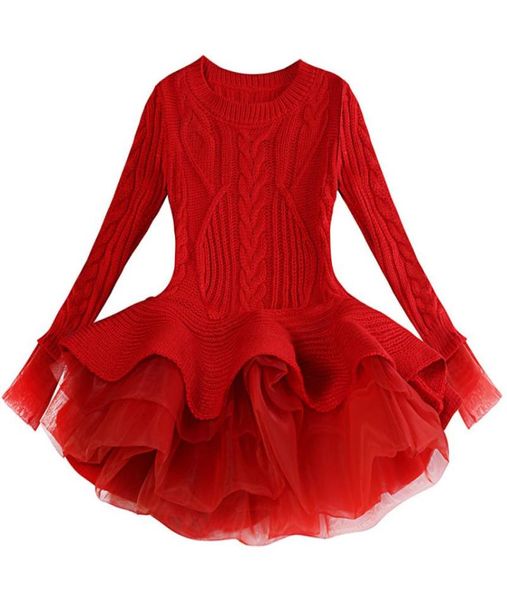 Outono inverno grosso quente malha camisola menina tutu vestido festa de natal crianças roupas vestidos para meninas ano novo Clothing6776598