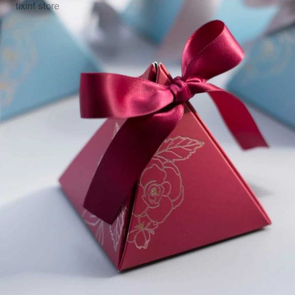 Confezione regalo RMTPT 50 pz / lotto Piramide triangolare contenitore di caramelle bomboniere e regali confezione regalo regali di nozze per gli ospiti decorazione di nozze T240309