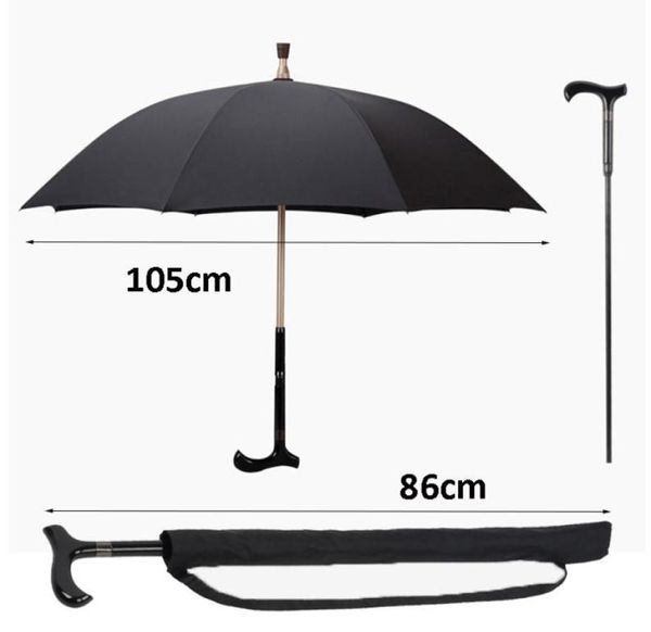 Homens guarda-chuva antiderrapante bengala cana escalada guarda-chuva alça longa masculino à prova de vento guarda-chuvas presente chuva gear8462546