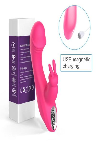 G Spot Coelho Vibrador Recarregável À Prova D 'Água Vibrador Vibrador Duplo Motor Estimulador De Clitóris Com 12 Modos De Vibração Brinquedo Do Sexo Silencioso Y1907226294470