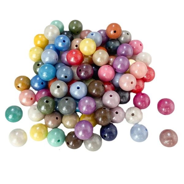 50 Stück bunte Silikonperlen, 15 mm, runde Opalperle für Schmuckherstellung, DIY-Schnullerkettenclips, Babyspielzeug-Zubehör 240226