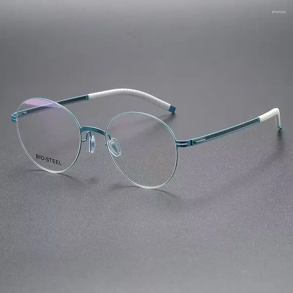 Солнцезащитные очки в оправе, немецкие брендовые дизайнерские очки, мужские винтажные очки, женские очки из нержавеющей стали, супер тонкие легкие очки для близорукости