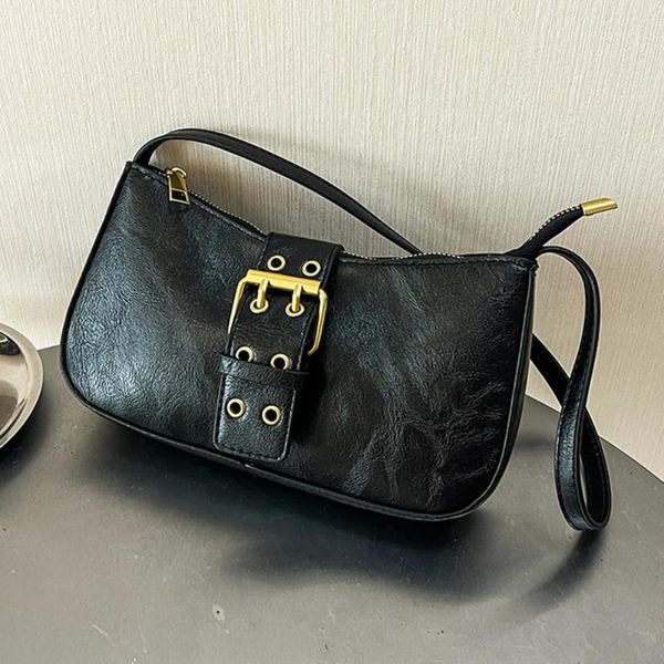 Вечерние сумки, женская кожаная сумка на плечо с пряжкой, декор, винтажная сумка-тоут, универсальная ретро-сумка, модная сумка-портфель для девочек, стильный кошелек