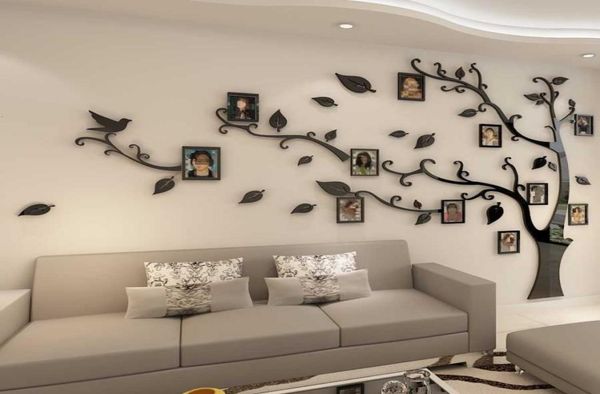 3D-Acryl-Baum-Po-Rahmen-Wandaufkleber, Kristallspiegel-Aufkleber, zum Aufkleben auf TV-Hintergrundwand, DIY-Familie, Po-Rahmen-Wanddekoration, SH1909253779357