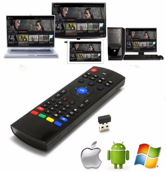 Controlador de voz mx3 air fly mouse 24ghz teclado inteligente sem fio remoto com luz preta e microfone para android tv box7509258