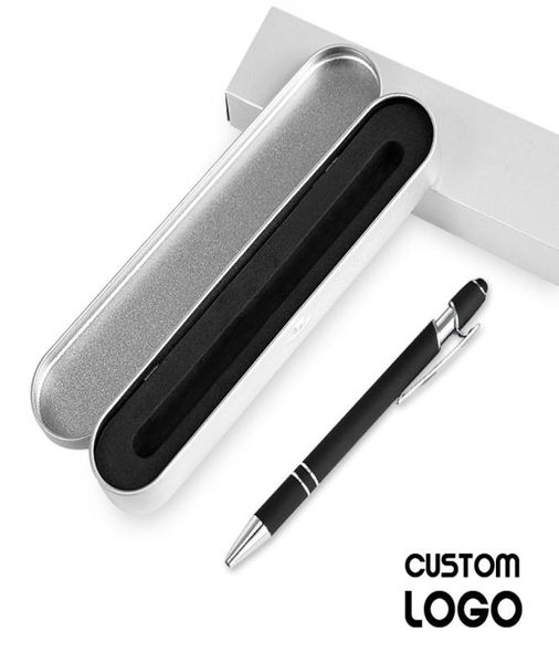 1pc metallo multifunzione premere penne a sfera regalo in alluminio capacità penna scrittura touch screen penna logo personalizzato con scatola7597982
