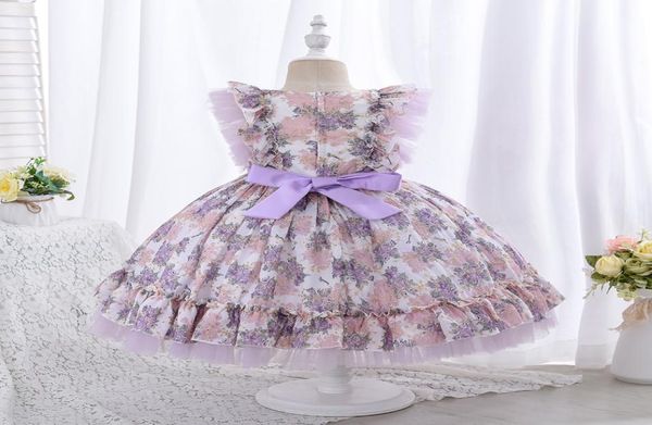 Spanish Lolita Baby Dress Ricamo Abiti per ragazze Bambini Bambino Principessa 1 ° Compleanno Festa Vestiti Neonati Abiti per ragazze6551564