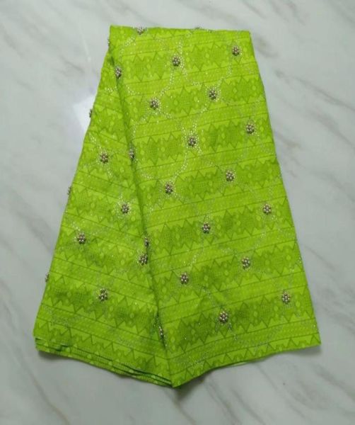 5 yards pc top vendita tessuto di pizzo bazin verde limone con perline e materiale di cotone broccato africano del reno per il vestito da festa bz2783411766