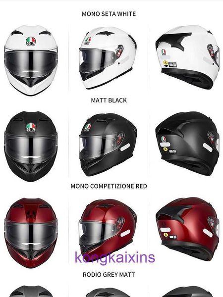 AGV Neuer Vollhelm K3 Motorrad-Laufhelme für Herren und Damen mit Doppellinsen, großen Heckflügeln, Four Seasons National Standard Summer