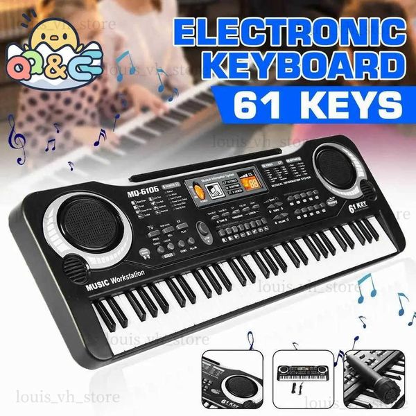 Novità Giochi Bambini Tastiera di pianoforte elettronico Portatile 61 tasti Organo con microfono Giocattoli educativi Strumento musicale Regalo per bambini Principianti T240309