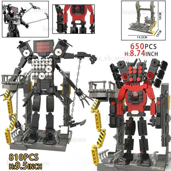 Blöcke Moc Skibidi Toilettenfiguren BaublöckeAnime Audio Mann TvMan Spielzeug Figuren Zusammenbau Lernsteine Geschenke Kinder Erwachsene T240309