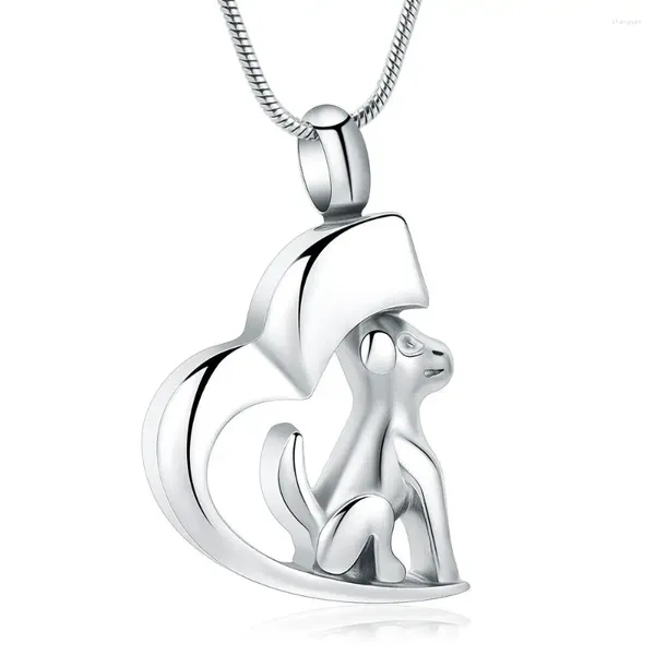 Collane con ciondolo Collana con urna di cemazione Cuore con medaglione per cani per ceneri di animali domestici Personalizza gioielli commemorativi per cuccioli