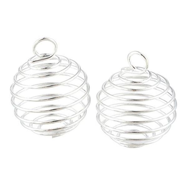 100 Stück DIY Silber Spiralperlenkäfige Anhänger Schmuckzubehör handgefertigte Komponenten Schmuckherstellung Charms 15X14MM 25X20MM 30X25MM290M