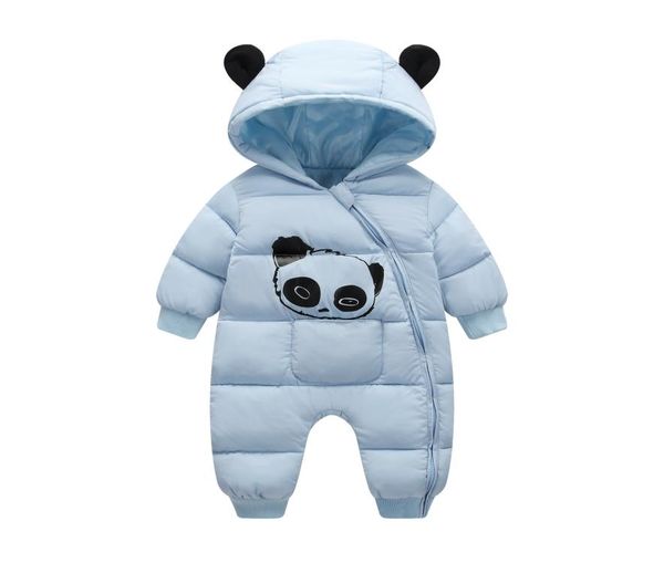 Olekid inverno bebê snowsuit dos desenhos animados panda grosso quente bebê recém-nascido menina macacão da criança neve terno do bebê menino macacão y200916524757