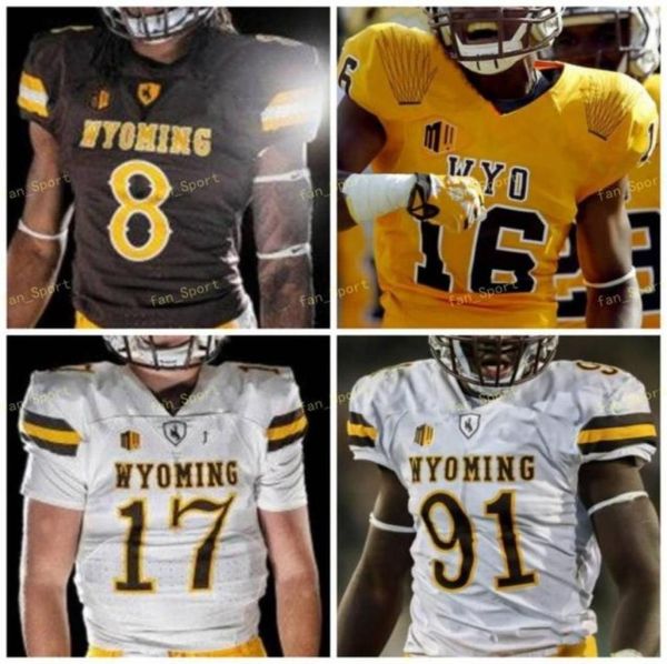 Camisas universitárias Wyoming Cowboys 25 Austin Conway 17 Josh Allen 22 Nico Evans 85 Tyree Mayfield 7 Trey Smith Futebol personalizado costurado 4074267