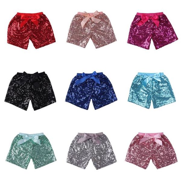 Bebê lantejoulas shorts verão glitter calças crianças meninas bling dança festa lantejoulas traje bowknot moda boutique crianças curto z34875724771